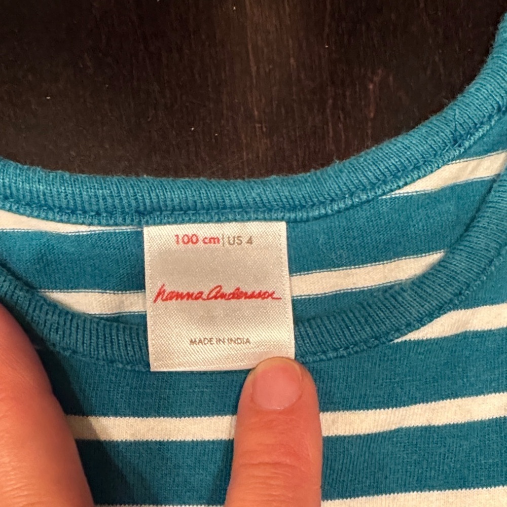 Hanna Andersson Blue Striped Unicorn Dress - Picture 2 of 3